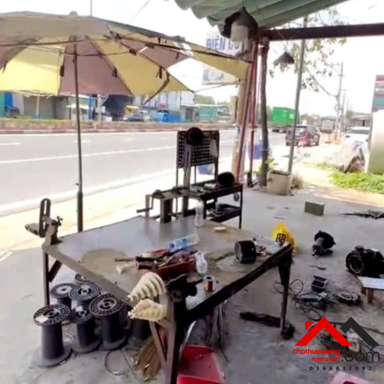 Cho thuê mặt bằng, xưởng sản xuất 850m² gần cây xăng Kim Hằng, Tân Uyên, BD. Giá rẻ. Liên hệ: - Ảnh chính